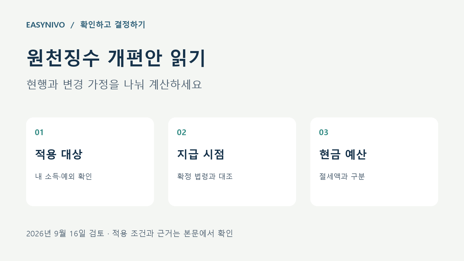 원천징수 개편안 읽기: 적용 대상 내 소득·예외 확인, 지급 시점 확정 법령과 대조, 현금 예산 절세액과 구분